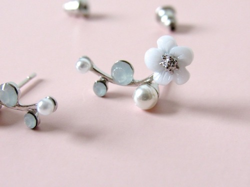 kloica:Enamel Floral Stem Earrings by Kloica Accessories