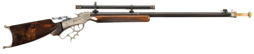 Engraved Custom Pope Marlin Ballard No. 6 ½ Rigby Action Scoped Target RifleSold at Auction: 