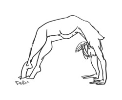 kidatart:  Gesture drawings are my favorite: I love the immediacy of the line. While some people may consider these warm-ups, I think of them as complete works. I have the bridge pose hanging on my wall and it looks great! Let me know if you’d like