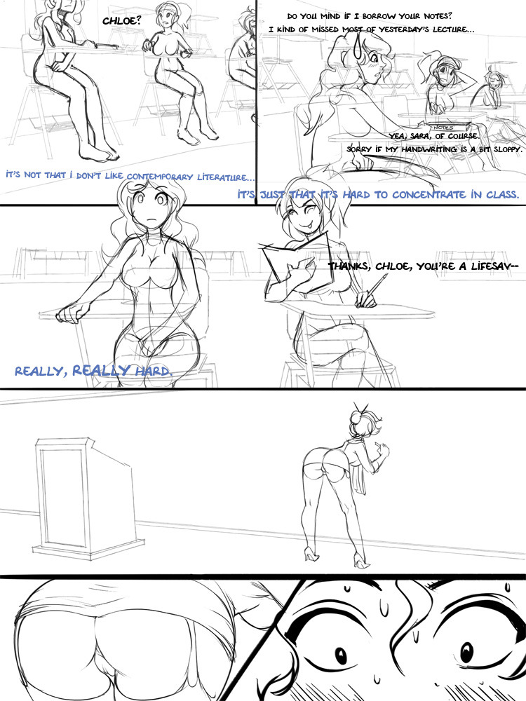 Page 1 sketch for Sequoia State, a futanari comic exclusively featured at hizzacked.xxxÂ !