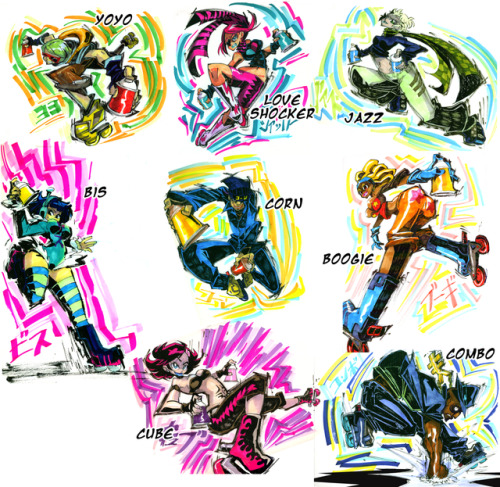 rafchu: I’m redrawing old Jet Set Radio fanarts, as some of you guys asked for prints (´ε｀ )Beat, Gum and Rapid 99 girl are done!Which one do you want next from the list?