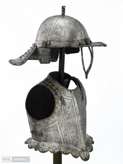 English harquebusier’s armor, 1638.from The Royal Armouries Collection