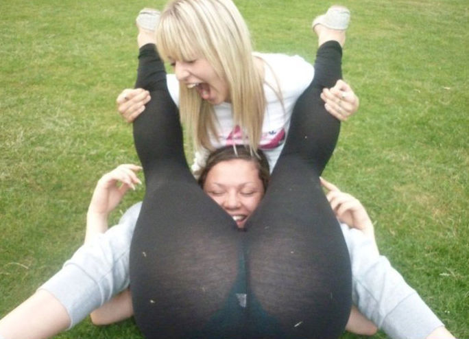 Girls in tight yoga pants see through