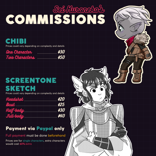 Hello guys! I have currently a few slots open for commissions! I&rsquo;d love to work on your ch