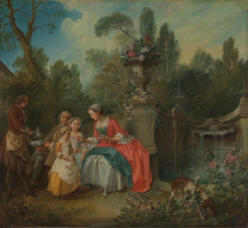 Nicolas Lancret. A Lady in a Garden Having Coffee with Children. 1742. Oil on canvas. National Galle