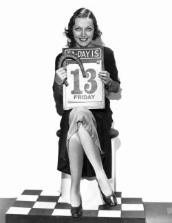 whataboutbobbed:Ta-Day is 13 Friday!  And Paramount actress Adrienne Ames seems thrilled about it!