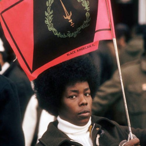 lostinurbanism:Outside the Rayner Funeral Home, a woman holds a flag while waiting to pay last respects to slain Black P