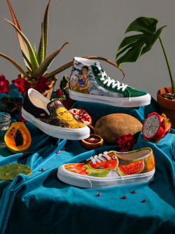 vansgirls:Vault by Vans introduces a truly unique footwear collection honoring iconic painter Frida Kahlo, available tomorrow. Visit vans.com/vault for more details. 