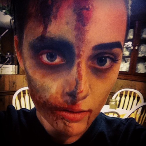 some kewl overly edited pics of the half-zombie makeup I did today