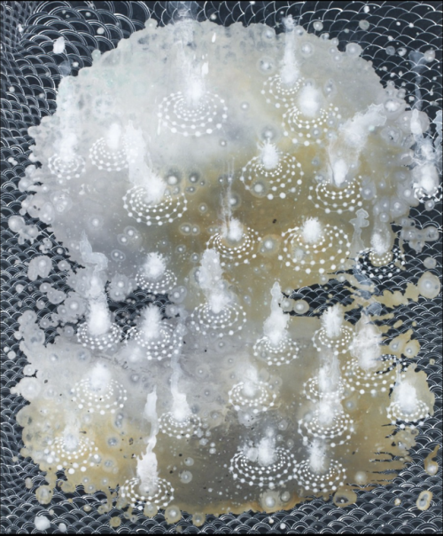 spacecamp1: Barbara Takenaga, Too, 2017, Acrylic on wood, 24 x 20 in.