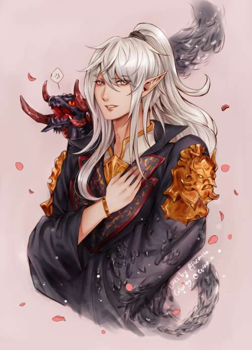 etroveria:A little fun collab with my friend fiveonthe of Estinien and tiny Nidhogg! She did the lin