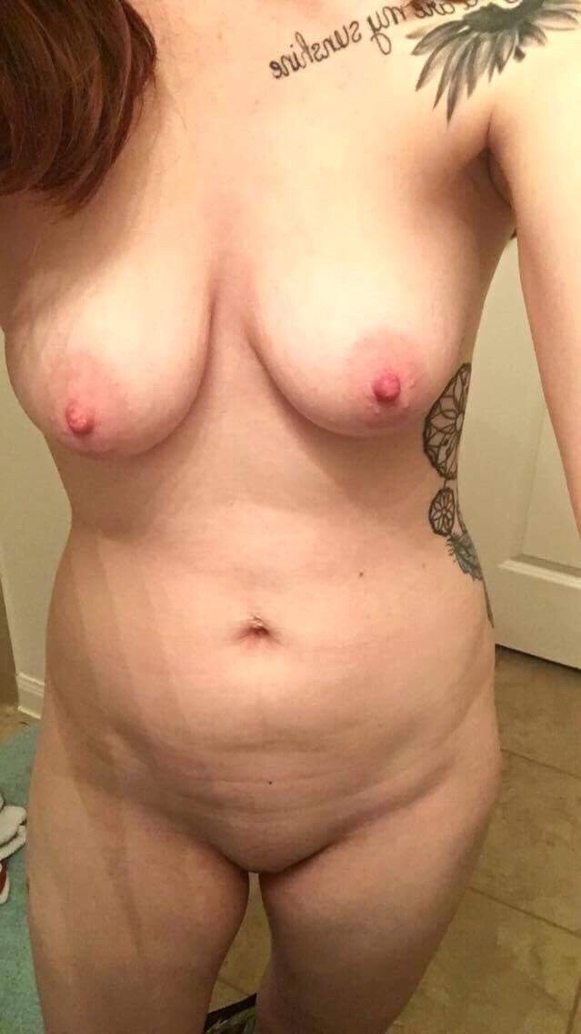 leahthehotwife:  My little boobies and my big hard nipples. Are they nice?