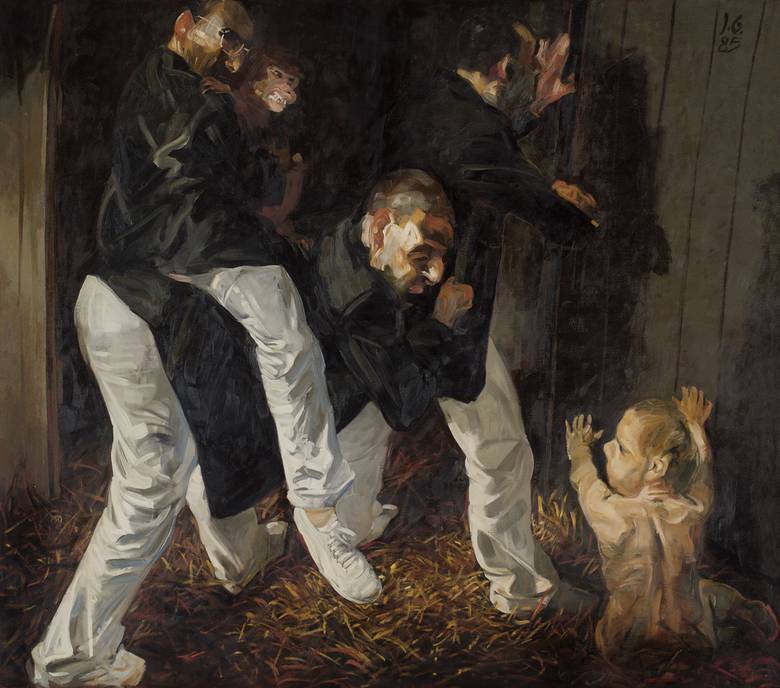 Johannes Grützke (German, b. 1937), Die Erziehung des Achill, 1985. Oil on canvas,