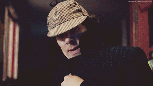 aconsultingdetective:Gratuitous Sherlock GIFsHat-man and Robin: The web detectives.