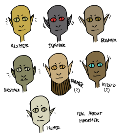 voryn-dagoth:tes mer ears comparison………. i havent seen a maormer with my own eyes yet so idk (i havent seen an ayleid either but……… idk……………)