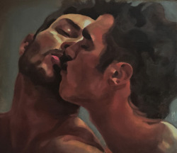 Wilfried Van Gaver, Kiss, oil on wood, 31