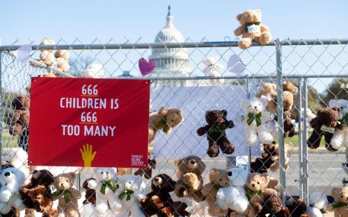 Volunteers and staff with Families Belong Together and the Franciscan Action Network (FAN) install m