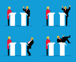 hconover:  Illustrations by Ben Wiseman, for the New York Times. (Appeared in Sunday’s NYT, but seem pretty prophetic/accurate for tonight’s presidential debate)