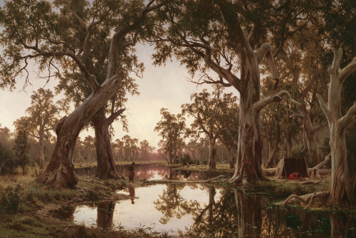 Evening Shadows, Backwater of the Murray, South Australia, H.J. Johnstone, 1880