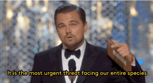 refinery29:  Leo in his Oscar acceptance speech: your votes in America and internationally have a major effect on global warming, the most dire threat of our time. Gifs: The Oscars on ABC FOLLOW REFINERY29 