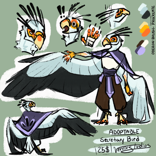 I Made An Adoptable!! It’s A Lil Secretary Bird Thing