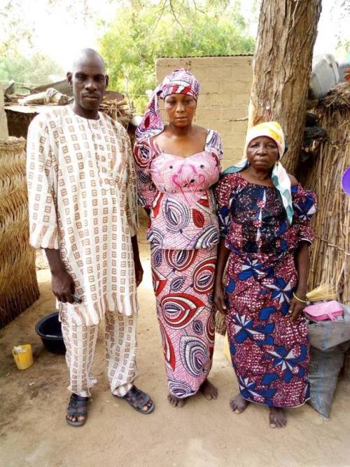 Pictured are parents and grandmother of Leah, the Dapchi girl, who is still being held captive by Bo