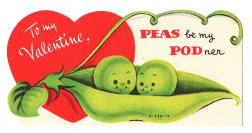 thegroovyarchives:Vintage Peas In A Pod Valentine(via: eBay)