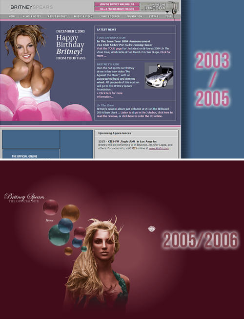 workbitches: BritneySpears.com through the years.
