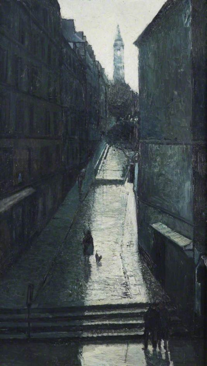 Rue du Chevalier de la Barre, Paris, France  -  John HartBritish  1921-1996Oil on board, 120 x 69 cm