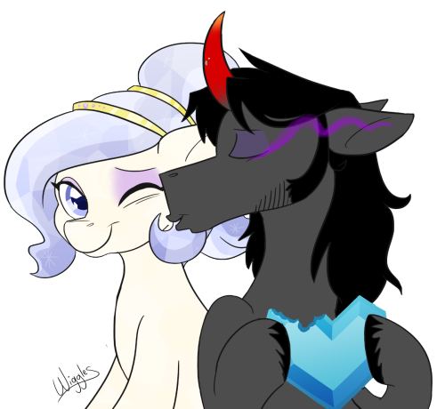 ask-wiggles:A thank you drawing Patreon Reward for tambelon!  For Hearts and Hooves, ask-opalescent-pearl gives Sombra the Crystal Heart! And he’s very grateful. :3  X3!