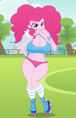 annon-mlp: annon-mlp:    Skating through the halls, grass and street, she’s a bimbo who needs to get around.     Had a lot of fun with this one. Trying to get the hang on varying the show style, giving a little chub to her bellySketch for Fluttershy’s