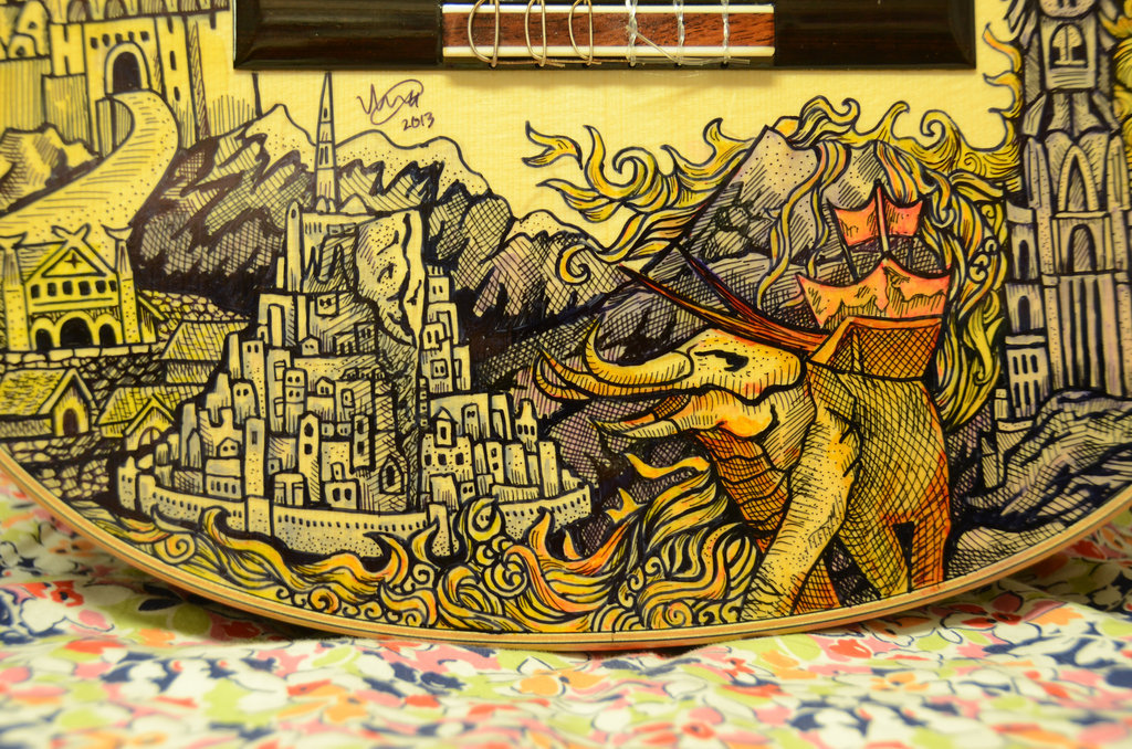 the-vashta-nerada:  ianbrooks:  LOTR Illustrated Guitar by Vivian Xiao Exquisitely