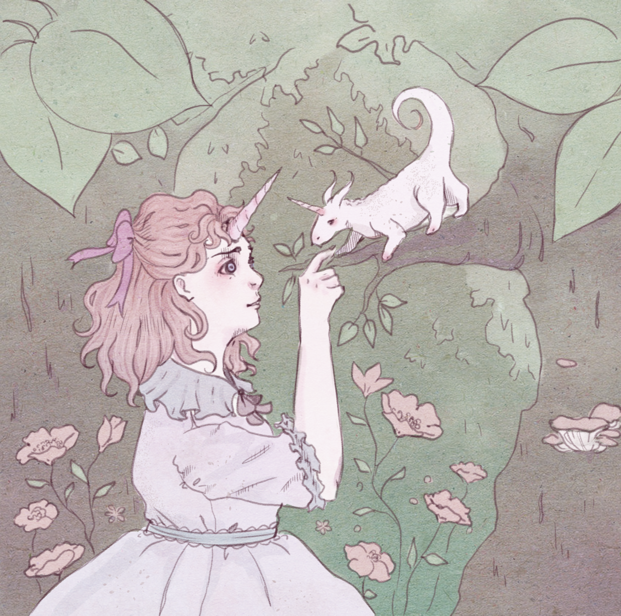 glittertomb:  fairydropart: A New Friend  These little unicorn-like creatures keep