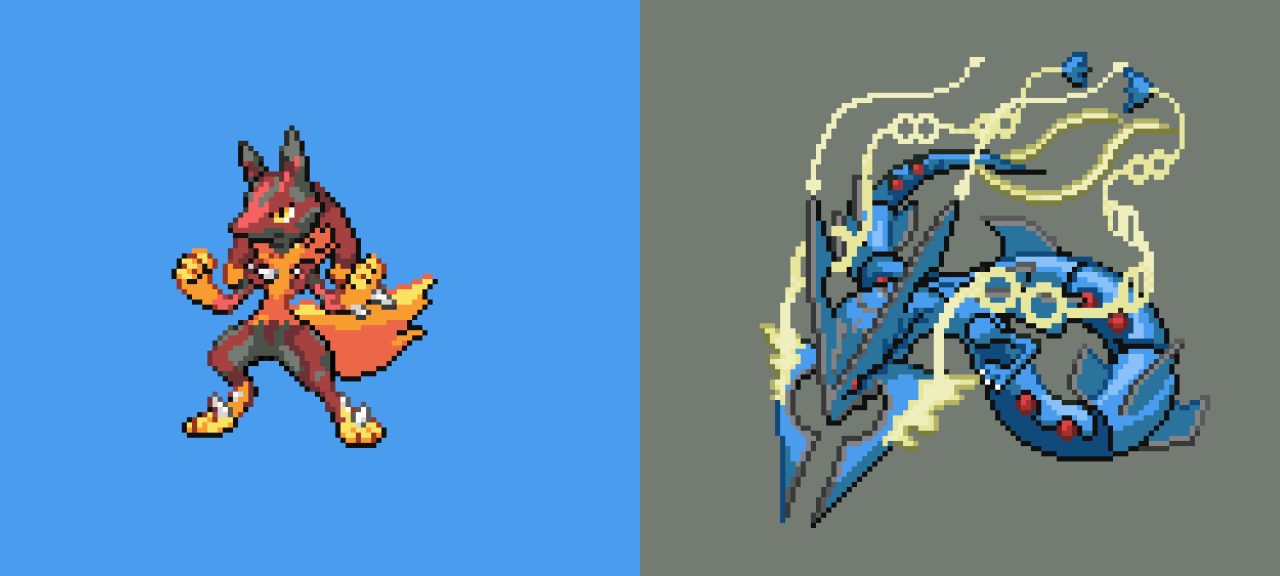 Shiny lucario pixel art