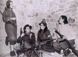 from-around-the-globe:In November 1944, four female Italian anti-Fascist fighters relax as they await orders from their commander during their effort in support of Allied troops on the Castelluccio front.