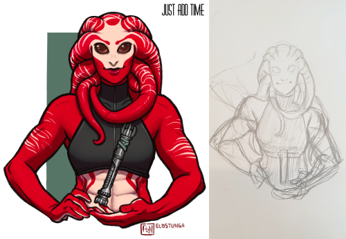  Sketch vs Final, just found this amusing. There’s a lot of work going in between, and yet tha