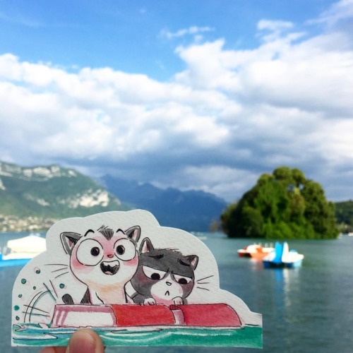 The sun finally decided to show up so we jumped onto a boat in Lake Annecy. . . . #annecy #filmfesti