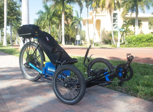 The Mark 5 Super recumbent #eTrike from Odyssey Trikes is boasts a top speed of 60 mph (96 km/h) and