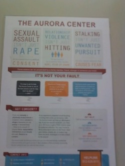 foryoursexualinformation:  This is the Aurora Center at the University of Minnesota. They are advocates for those affected by sexual assault and rape. Here is a blurb from their site:  The Aurora Center provides a safe and confidential space for students,