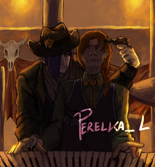 perelka-l:A commission of Cowboy!AU butsutaji for @fajeczki owo)b 