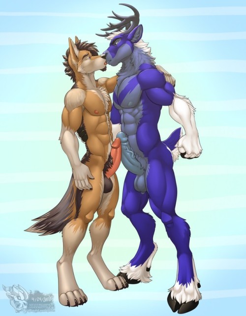 shapeshiftingbottomfemboy: theyiffparadisebr:Artist: Vallhund *kisses bae/bff then we get down to bu