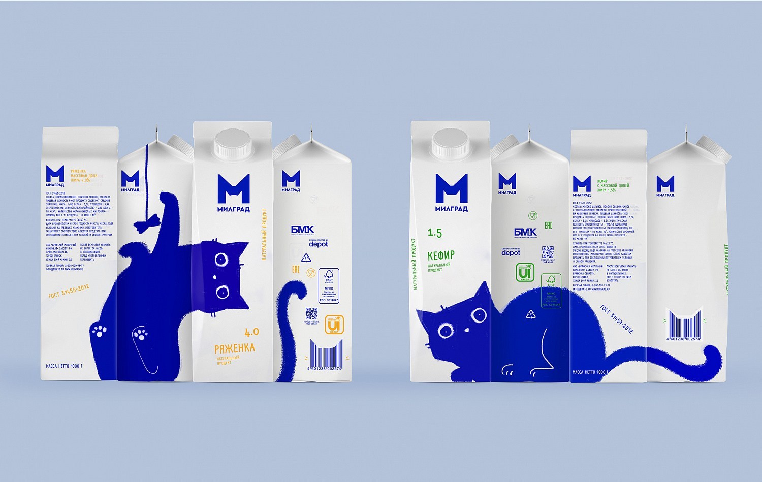 legalize-arson:asterkurayami:My sister just sent me this image she came across. Is this milk? That’s some cute packaging.edit: Google is telling me this is a Russian milk brand but it’s not showing me this exact packaging.Vera Zvereva designed