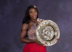 xxcookievampiressxx:  thepowerofblackwomen:    Serena Williams poses with the trophy at the Wimbledon Champions Dinner in London July 2016.  She is a Goddess amongst mortals TAT  