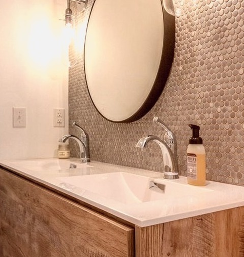 Bathroom - KidsGray And Ceramic Tile Ideas For A Large Eclectic Kids' Bathroom Bathroom Renovation With