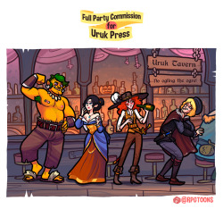 rpgtoons:  Full Party Commission for Uruk Press!A really fun bunch of characters to work on, I’ll tell ya that. That Ogre’s charisma score must be through the roof!When I next open commission slots again, the full party discount will make a return.