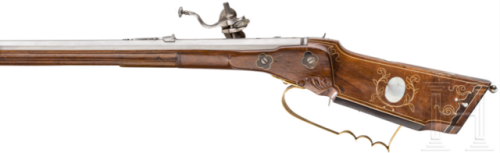 Wheel-lock rifle crafted by Johann Christoph Kuchenreuter of Regensburg, circa 1780.from Hermann His