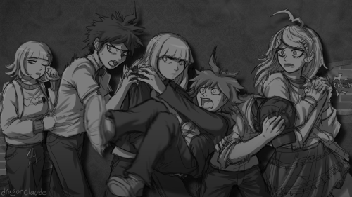 dragonclaude: A bunch of Danganronpa groups in a haunted house for Halloween!