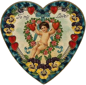 png-heaven:Heart shaped vintage valentine postcards 