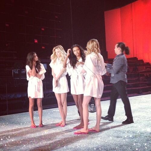 Lights, camera and action! Models at the rehearsal of the VSFS 2013! Sara is so short hahahaha