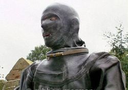 rubberworkie:  whipman-andy:The rubberslave did not perform well during last weekend. Master decided, that a full week in the heavy punishment suit would increase his motivation to do much better in the future. 10 hours hard work each day and being in